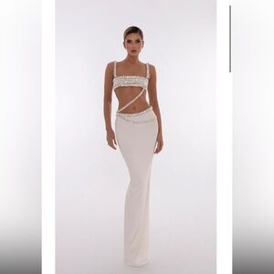 Albina Dyla Beaded Crop Top And Skirt